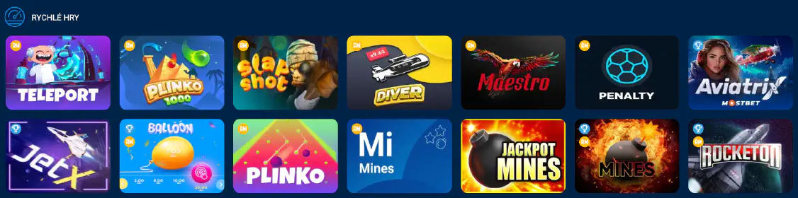 Rychlé hry Casino od Mostbet